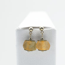 Load image into Gallery viewer, Recycled Glass Citrine Zodiac Birthstone Earrings (November) (Silver or Gold)

