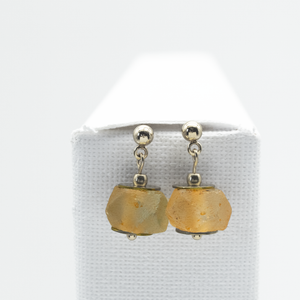 Recycled Glass Citrine Zodiac Birthstone Earrings (November) (Silver or Gold)