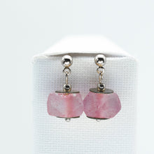 Load image into Gallery viewer, Recycled Glass Soft Ruby Zodiac Birthstone Earrings (July) (Silver or Gold)
