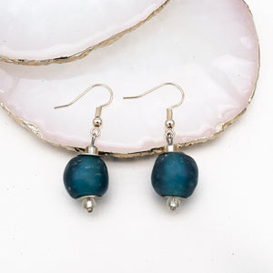 Recycled Glass Swing earring - Teal