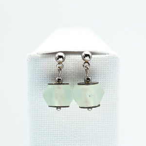 Recycled Glass Diamond Zodiac Birthstone Earrings (April) (Silver or Gold)
