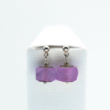 Load image into Gallery viewer, Recycled Glass Amethyst Zodiac Birthstone Earrings (February) (Silver or Gold)
