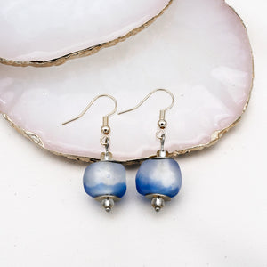 Recycled Glass Swing earring - Sky Blue