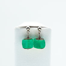 Load image into Gallery viewer, Recycled Glass Green Garnet Zodiac Birthstone Earrings (January)
