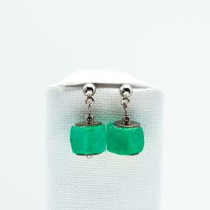 Recycled Glass Green Garnet Zodiac Birthstone Earrings (January)