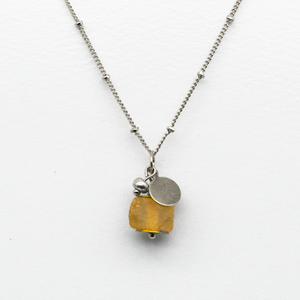 Recycled Glass Citrine Zodiac Birthstone Necklace (November)