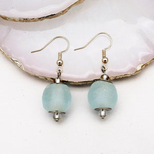 Recycled Glass Swing earring - Ice Blue (Silver or Gold)