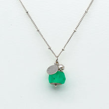Load image into Gallery viewer, Recycled Glass Green Garnet Zodiac Birthstone Necklace (January) (Silver or Gold)
