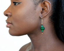 Load image into Gallery viewer, Recycled Glass Swing earring - Forest Green

