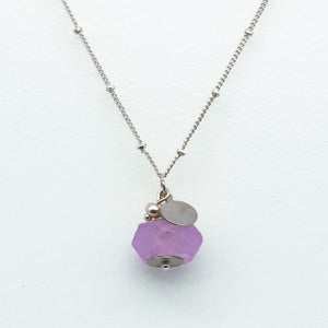 Recycled Glass Amethyst Zodiac Birthstone Necklace (February)