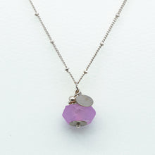 Load image into Gallery viewer, Recycled Glass Amethyst Zodiac Birthstone Necklace (February) (Silver or Gold)
