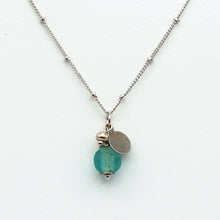 Load image into Gallery viewer, Recycled Glass Aquamarine Zodiac Birthstone Necklace (March) (Silver or Gold)
