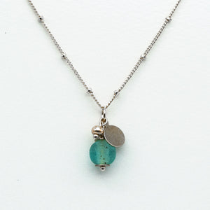 Recycled Glass Aquamarine Zodiac Birthstone Necklace (March)