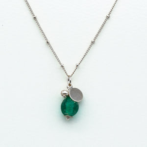 Recycled Glass Emerald Zodiac Birthstone Necklace (May)