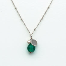 Load image into Gallery viewer, Recycled Glass Emerald Zodiac Birthstone Necklace (May) (Silver or Gold)
