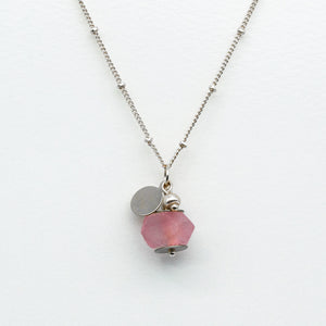Recycled Glass Soft Ruby Zodiac Birthstone Necklace (July)