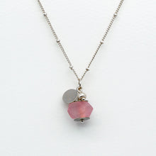 Load image into Gallery viewer, Recycled Glass Soft Ruby Zodiac Birthstone Necklace (July) (Silver or Gold)
