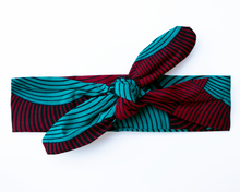 Load image into Gallery viewer, Wired headband - Red and Teal swirl
