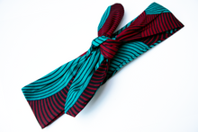 Load image into Gallery viewer, Wired headband - Red and Teal swirl
