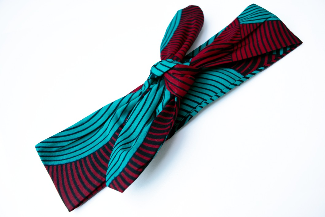 Wired headband - Red and Teal swirl