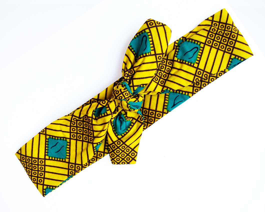 Wired headband - Yellow Green Diamonds