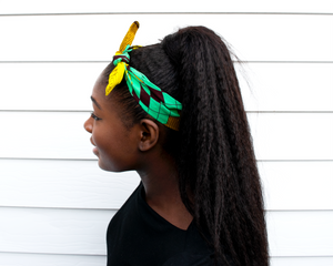 Wired headband - Yellow Turquoise Tiger Lily