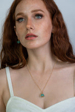 Load image into Gallery viewer, Recycled Glass Turquoise  Zodiac Birthstone Necklace (December) (Silver or Gold)
