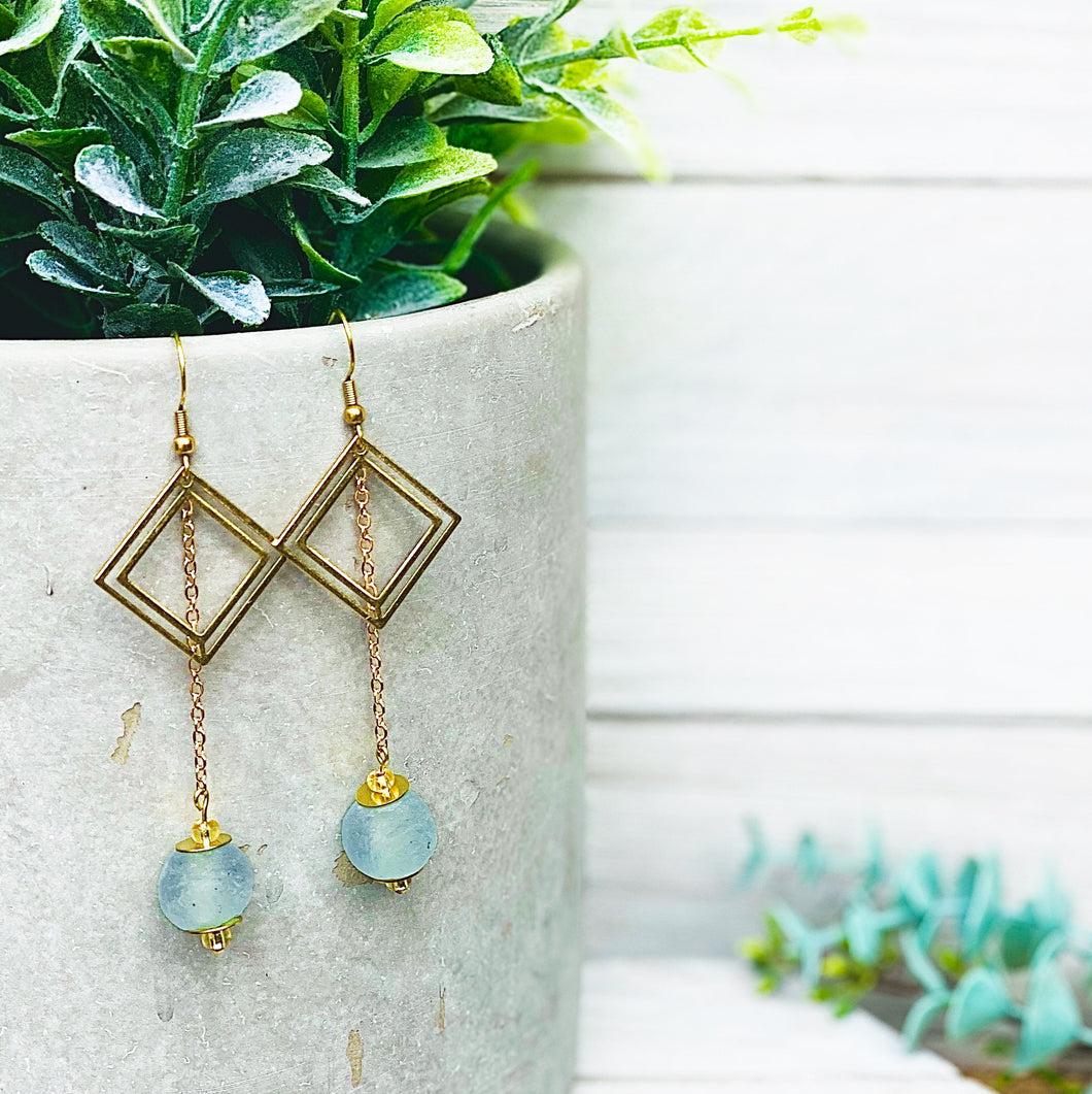 (Wholesale) Diamond drop earring - Ice Blue