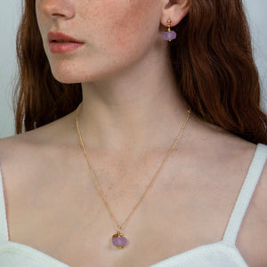 Recycled Glass Amethyst Zodiac Birthstone Necklace (February) (Silver or Gold)