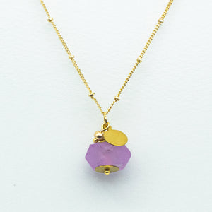 Recycled Glass Amethyst Zodiac Birthstone Necklace (February)