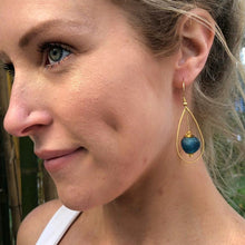 Load image into Gallery viewer, Recycled Glass Teardrop earring - Teal
