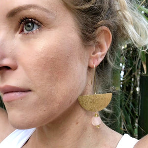 Recycled Glass New Moon earring - Blush Pink