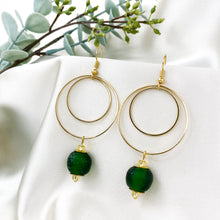 Load image into Gallery viewer, Recycled Glass Whirlpool earring - Forest Green
