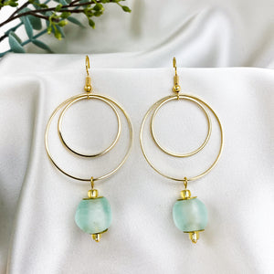 Recycled Glass Whirlpool earring - Ice Blue