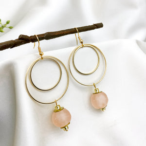 Recycled Glass Whirlpool earring - Blush Pink