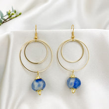 Load image into Gallery viewer, Recycled Glass Whirlpool earring - Blue Swirl

