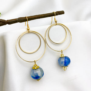 (Wholesale) Whirlpool earring - Blue Swirl