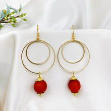 Load image into Gallery viewer, Recycled Glass Whirlpool earring - Red
