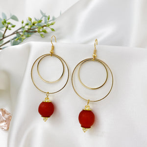 Recycled Glass Whirlpool earring - Red