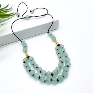 Recycled Glass 'Rise and Shine' Adjustable Necklace - Ice Blue