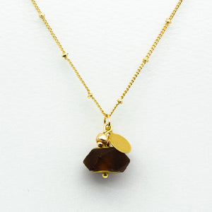 (Wholesale) Brown Garnet Zodiac Birthstone Necklace (January)