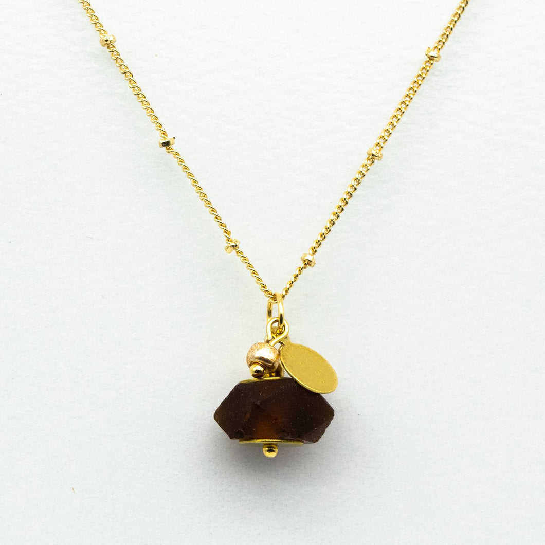 (Wholesale) Brown Garnet Zodiac Birthstone Necklace (January)