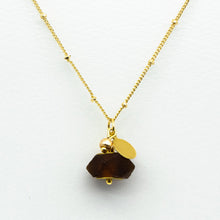 Load image into Gallery viewer, Recycled Glass Brown Garnet Zodiac Birthstone Necklace (January) (Silver or Gold)
