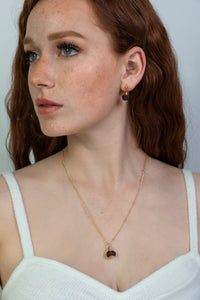 (Wholesale) Brown Garnet Zodiac Birthstone Earrings (January)