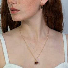 Load image into Gallery viewer, Recycled Glass Brown Garnet Zodiac Birthstone Necklace (January) (Silver or Gold)
