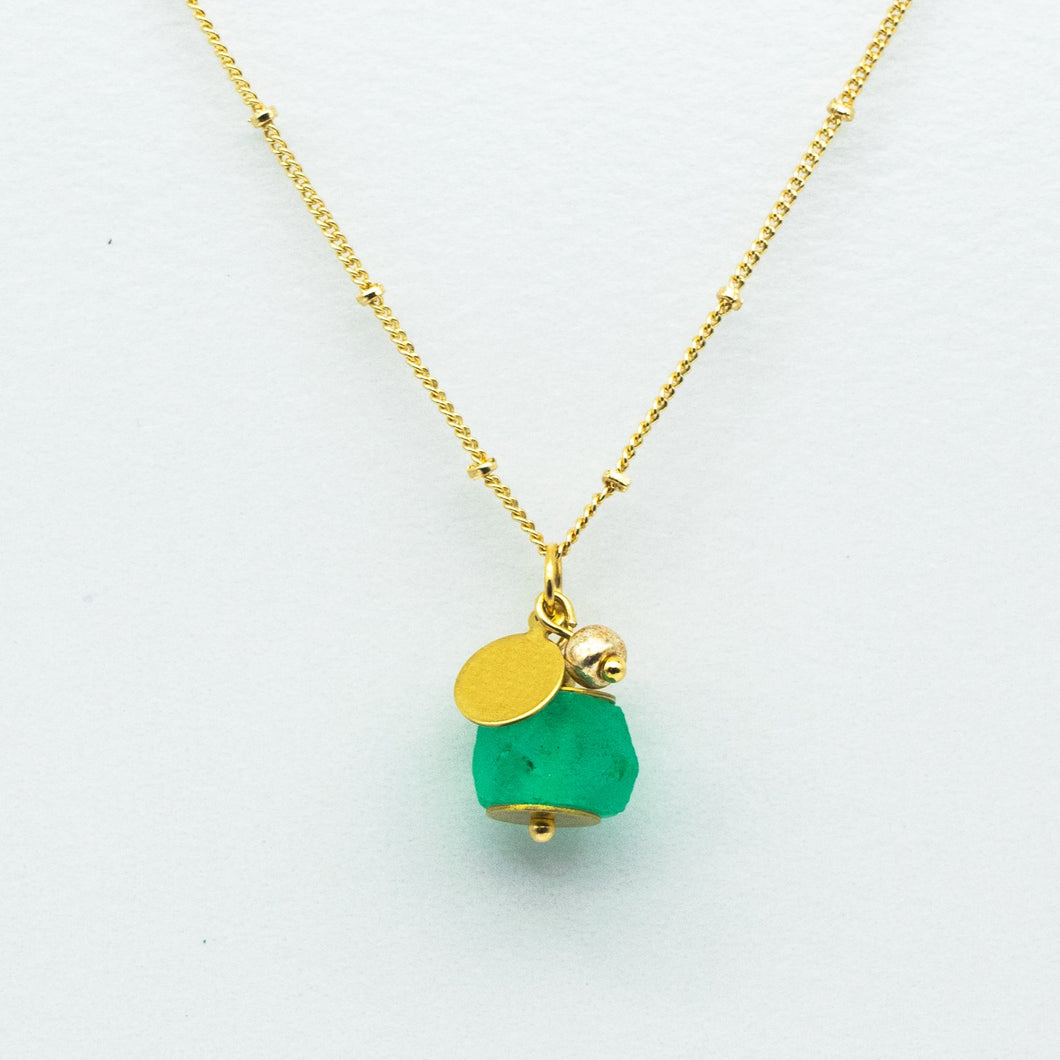 (Wholesale) Green Garnet Zodiac Birthstone Necklace (January)