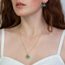 Load image into Gallery viewer, Recycled Glass Green Garnet Zodiac Birthstone Necklace (January) (Silver or Gold)
