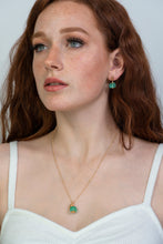 Load image into Gallery viewer, Recycled Glass Green Garnet Zodiac Birthstone Earrings (January) (Silver or Gold)
