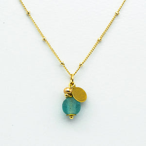 Recycled Glass Aquamarine Zodiac Birthstone Necklace (March)