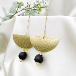 Recycled Glass New Moon earring - Black